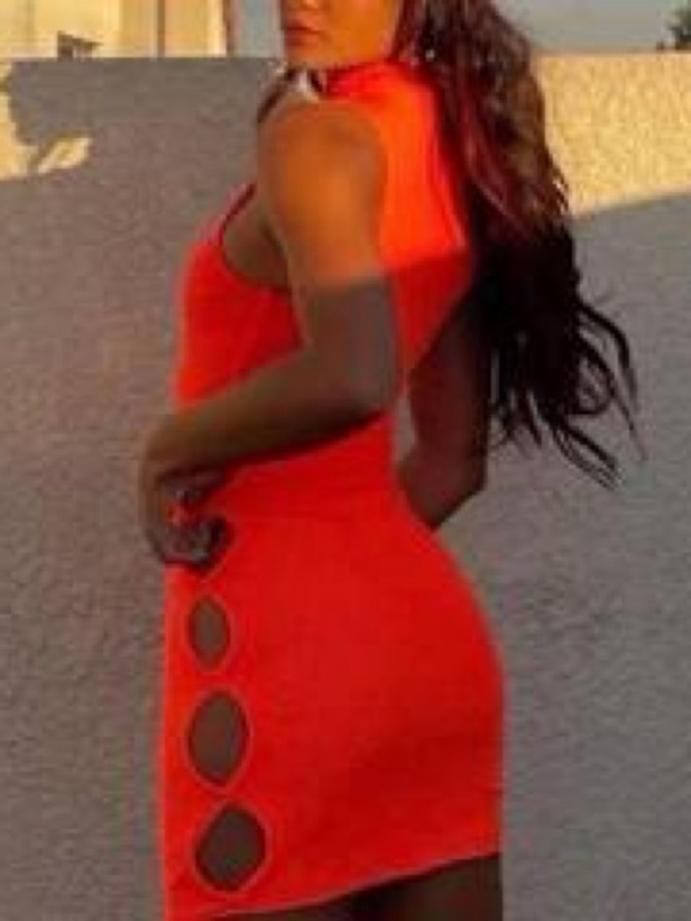 Tiger Mist Bethany Neon Orange Mesh Cutout Midi Dress NWT Small (475)